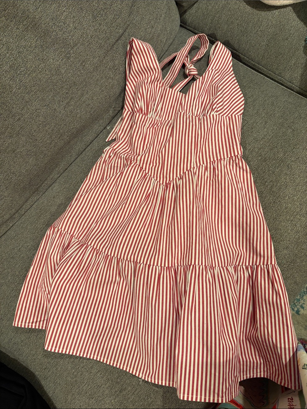wild fable Red and White Striped Tiered Sundress